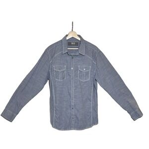 BKE Shirt Athletic Fit Button Up Y2K Western Long Sleeve Mens L Metal Buttons